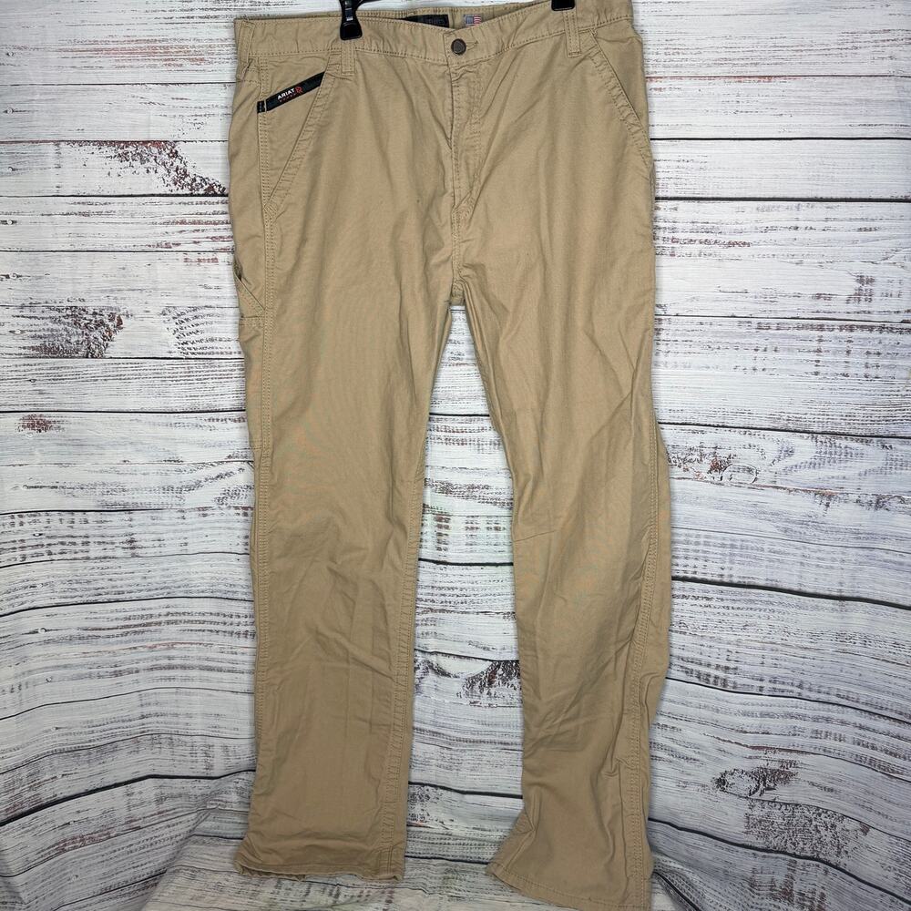 Ariat FR M4 Relaxed Boot Cut Work Pants Mens 40x36 Khaki Flame Resistant - Picture 2 of 4